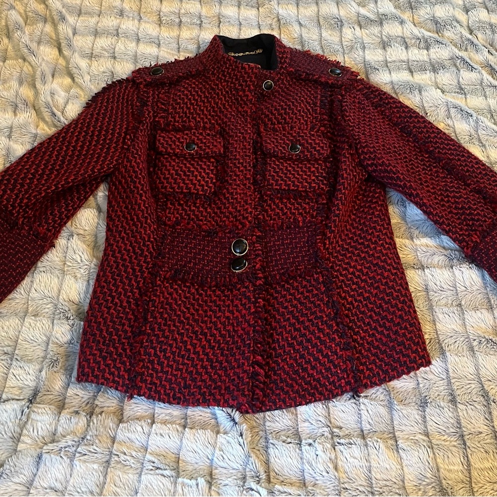 Tory Burch Kingston red tweed jacket size 8